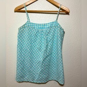 Gap 100% Cotton Blue and White Gingham Tank Top Size Medium | preppy coastal